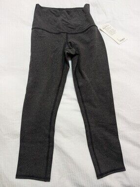 Lululemon Wunder Under Crop Roll Down Leggings Heathered Black 🖤 Size 6 Nwt
